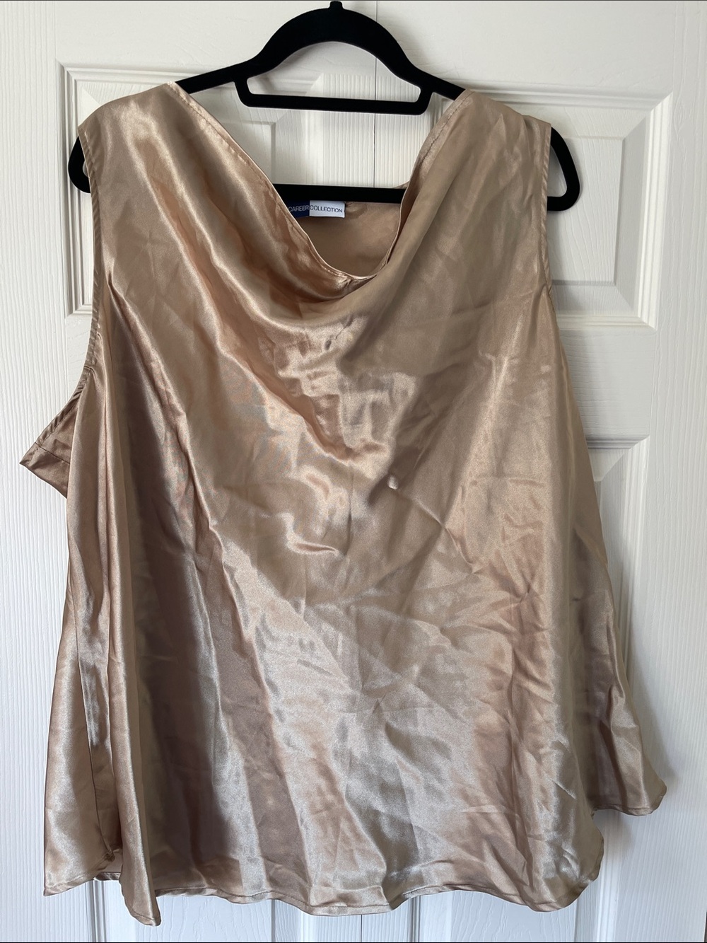 Satin Cowl Neck Tank Top in Champagne